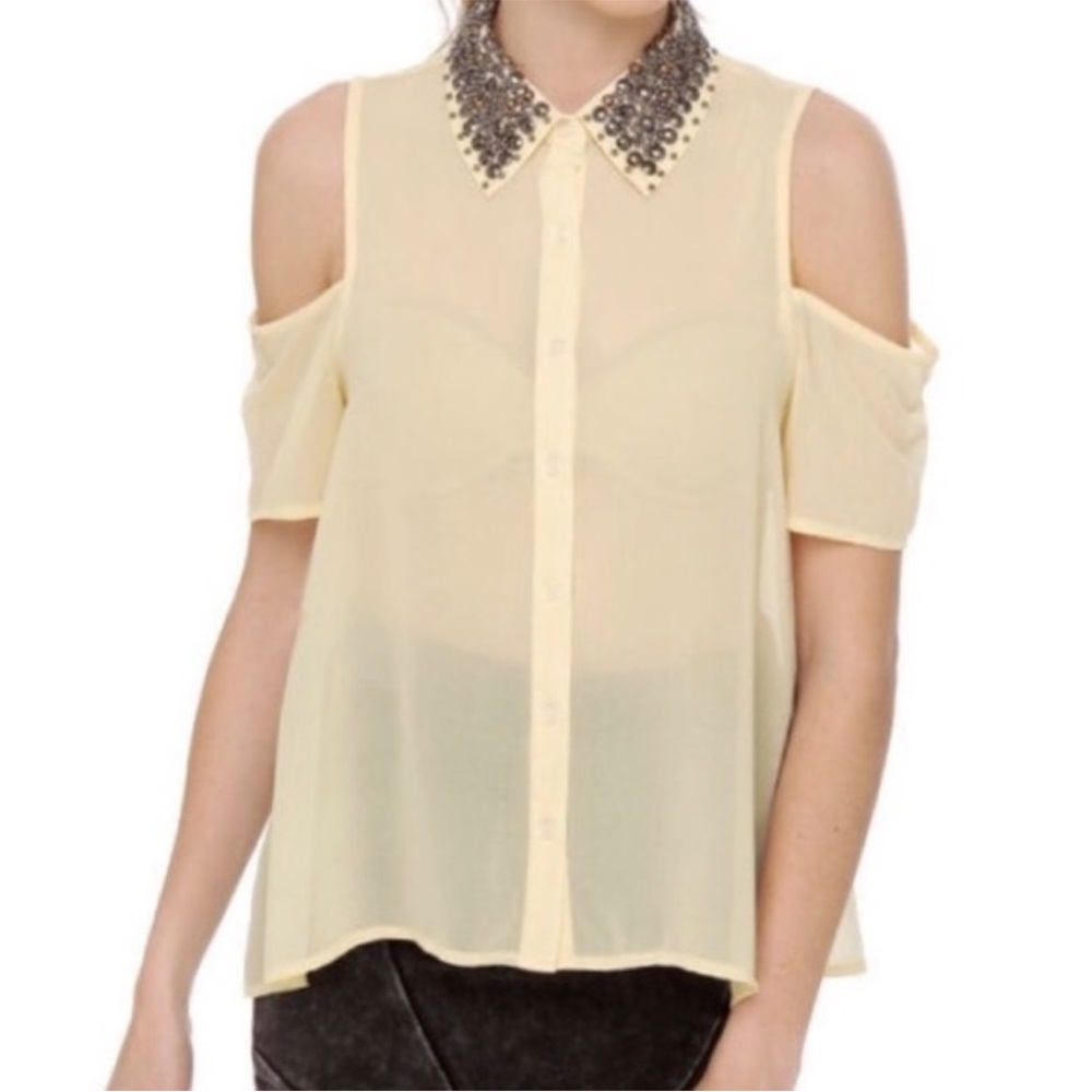 LUSH pink cold shoulder blouse